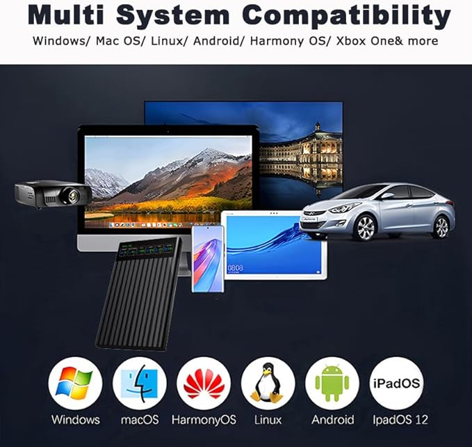 2.5'' 1TB Portable External Hard Drive with LCD Display HD Screen USB3.1/3.2 Type C HDD Storage for PC Desktop Laptop Mac OS Xbox One PS4 PS5 (1TB)