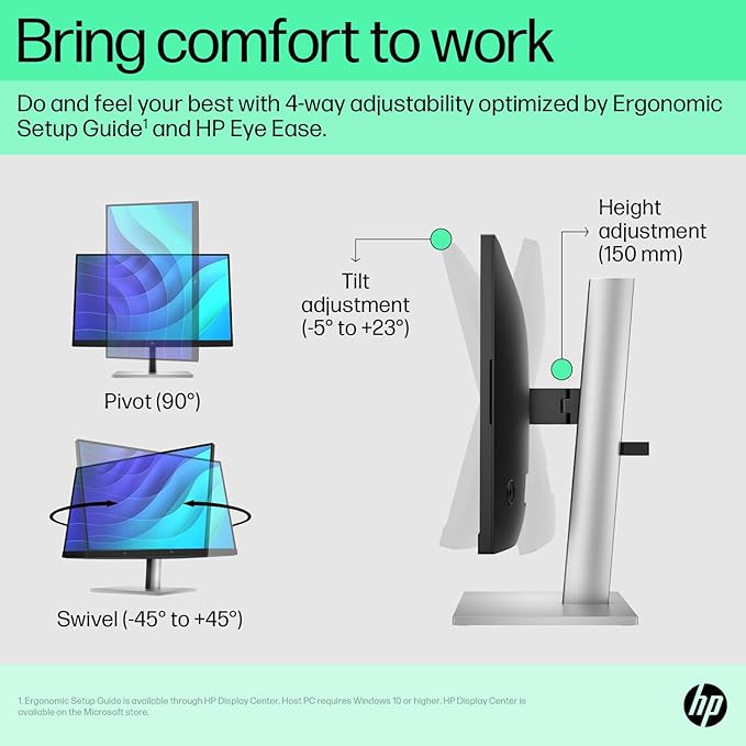 HP 22 FHD IPS Monitor with 5ms Response Time Anti Glare Flicker Free VESA Mount (100 x 100mm) Displayport HDMI &amp Dockztorm USB Port Expander Black/Silver Color 2 Pack