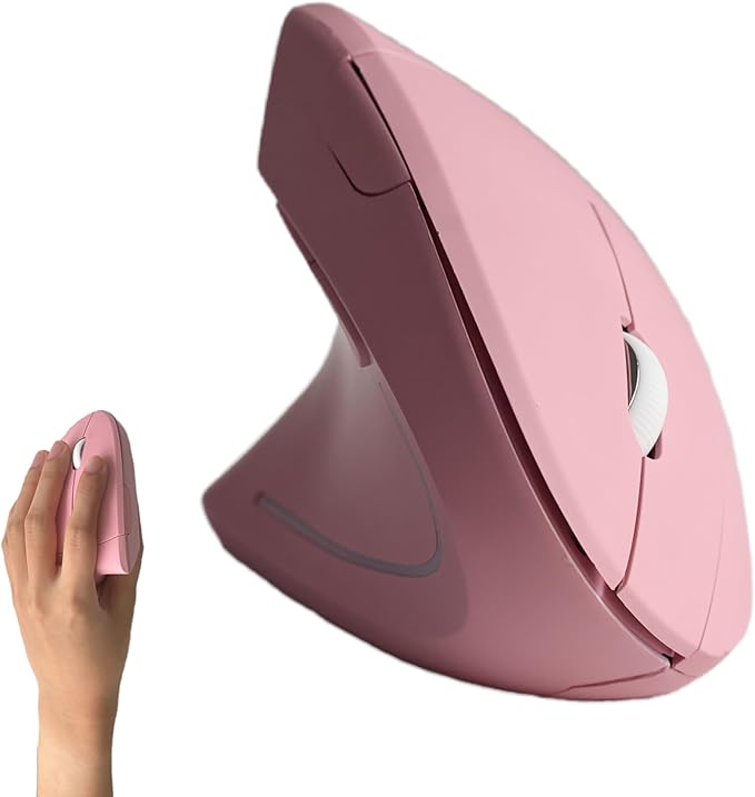 Urby Left Handed Mouse Vertical Left Handed Ergonomic Wireless Mouse Ideal for Lefty Users Gaming &amp Office Use Compatible with Windows/macOS/iPadOS. Pink