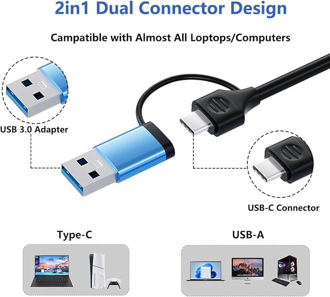 5-in-1 USB Type C Hub USB-A Hub Voice Control &amp AI Tools – Universal Compatibility for Laptops/Desktops/Tablets (Windows/macOS/Android)