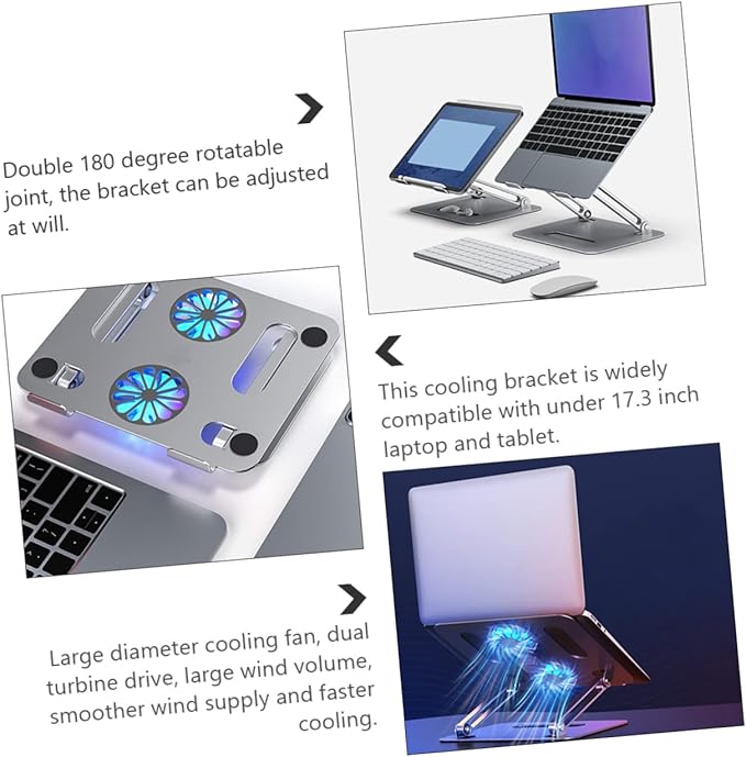 High Performance Laptop Cooler Fan 2 Fans Heat Dissipation 360 Degree Adjustment Laptop Cooler Stand