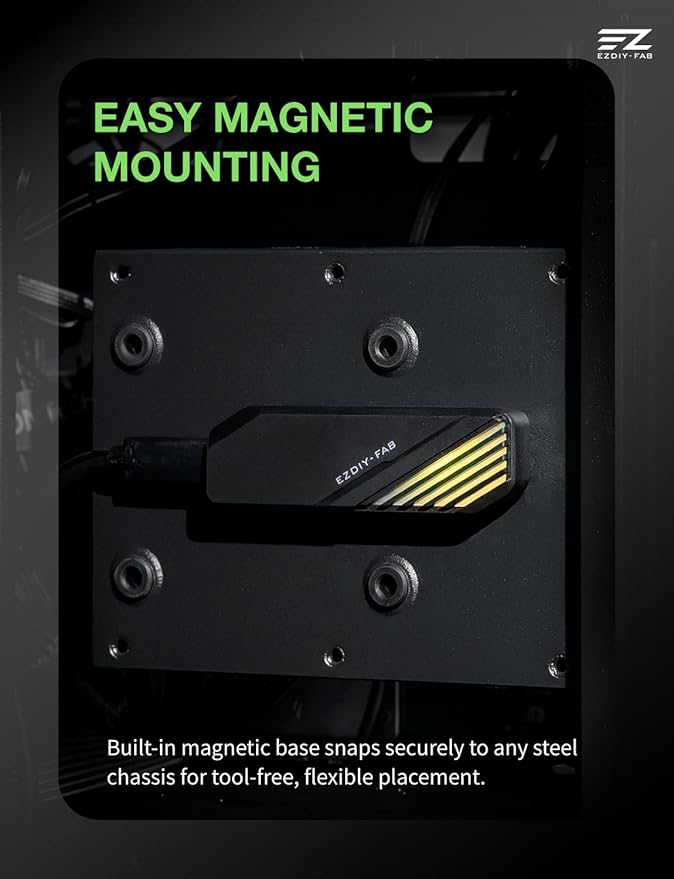 EZDIY-FAB MH01 Internal USB 2.0 9-Pin Hub4-Port USB Header Expansion SATA Powered USB Hub with Integrated Type-C Power &amp Data Connection Magnetic Mount Compact Design for AIO RGB Hub-Black