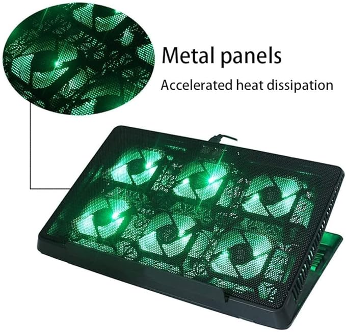 Laptop Cooling Pad Laptop Cooler with 6 Quiet Fans for 15.6 Inch Laptop Cooling Fan Stand Portable Slim USB Powered Gaming Laptop Cooling Pad