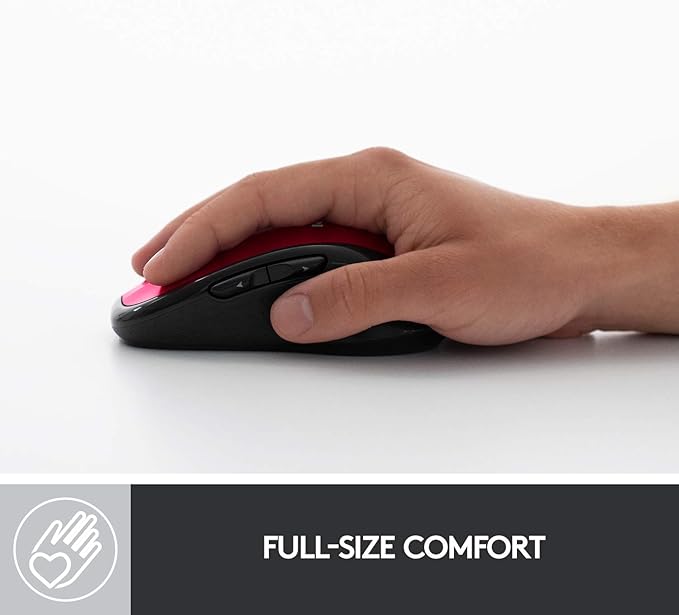 Logitech M510 Wireless Computer Mouse – Comfortable Shape with USB Unifying Receiver with Back/Forward Buttons and Side-to-Side Scrolling - Red
