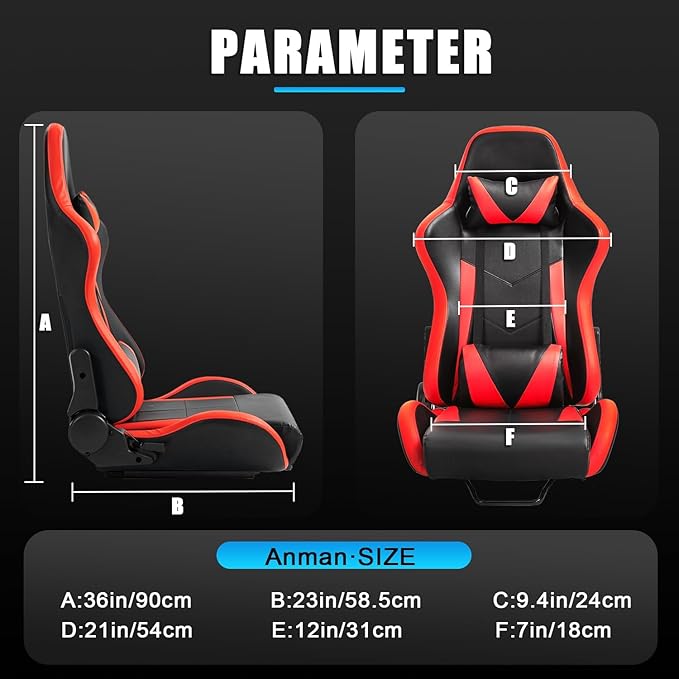 Anman PVC Racing Simulator Cockpit fit for Logitech/Thrustmaster/Fanatec g25 g27g923g27T80T248xT300RSTX| Game Seat with Neck Pillow and Lumbar Includes Standard Seat Double Lock Sliding Module