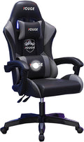 Gaming Chair with Lumbar Massage Computer Chair with Footrest Ergonomic Gaming Chair Office Seat with Wide Angle Reclining Suitable for Office Gaming Live Streaming withoutfootrest blackgray