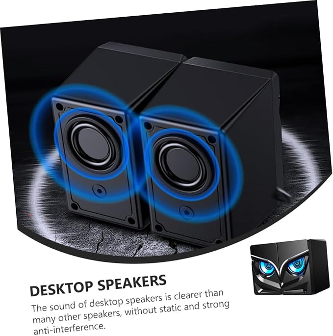 2pcs USB Powered Wired Desktop Computer Speakers with Deep Bass and Non-Slip Pads Compact Loudspeaker Box for Laptop Phone Gaming and Office Use