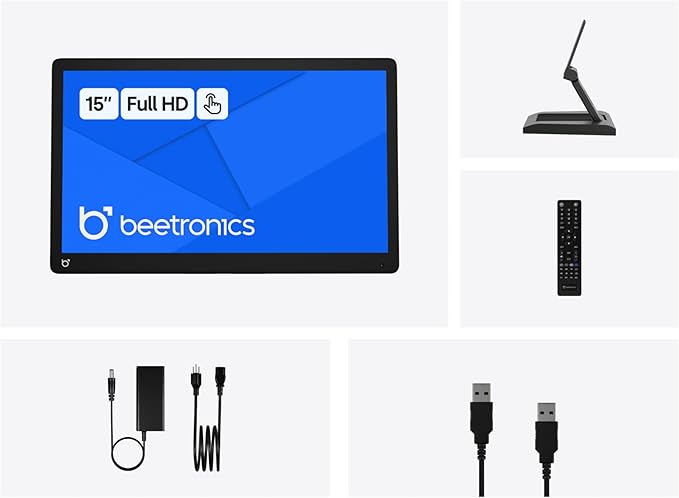 Beetronics 15 Inch Touchscreen Monitor | Full HD 1080p | 15TS7 – Industrial-Grade Professional Grade Multi Touch Display for PC Mac Linux – HDMI DisplayPort USB-C VGA Inputs