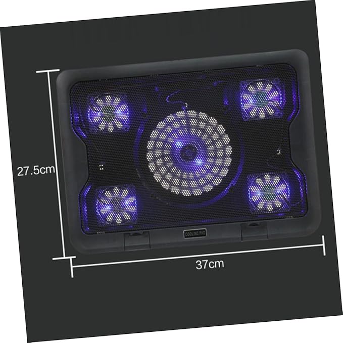 Generic USB Laptop Cooling Device 5 Fans Cooler Stand Adjustable Multi-Angle Laptop Cooling Unit with Anti-Skid Base for Gaming and Office Use Black
