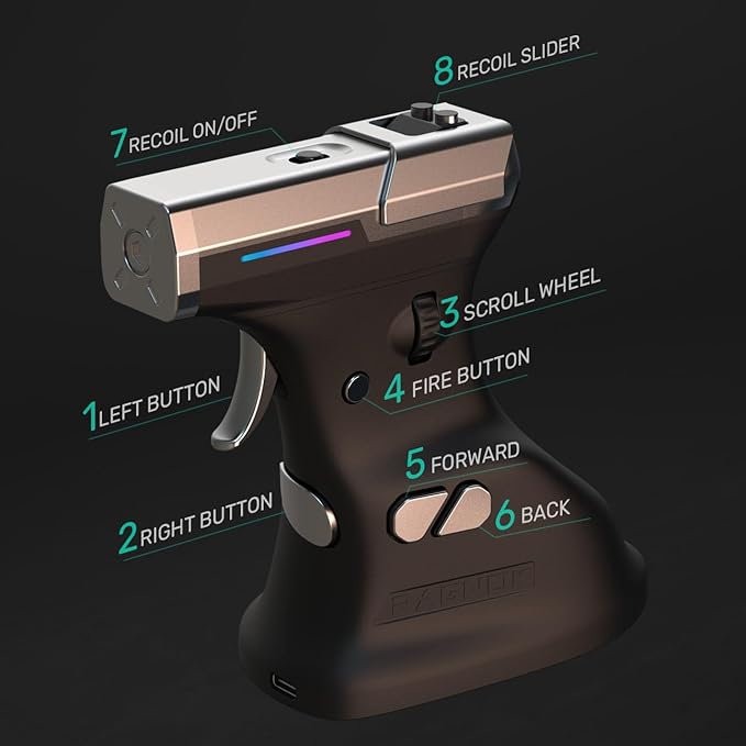 ErgoStrike7: Next-Gen FPS Gaming Mouse with Recoil (Black) - FPS Gun Grip Mouse Ergonomic Vertical Design Wireless/Wired USB for PC Gamers