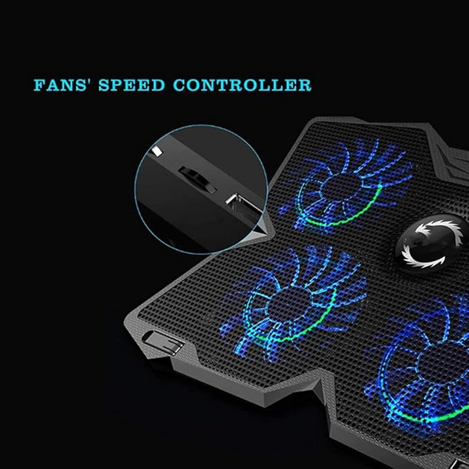 JSEIAJB Laptop Cooler Laptop Cooling Pad Notebook Gaming Cooler Stand with Four Fan and 2 Port for 14-17inch Laptop(D)
