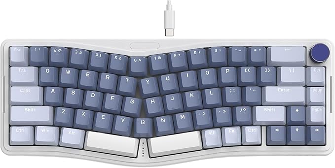 ATTACK SHARK AKS068 Wired Mechanical Gaming Keyboard 65% Alice Layout Hot-swapped Gasket Mount with RGB Backlit VIA Programmable Knob NKRO TKL AS Pre-lubed Linear Red Switch for Win/Mac(Blue)