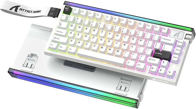 ATTACK SHARK R85 HE Wired 75% Hall Effect Rapid Trigger Mechanical RGB Gaming Keyboard with 8K Polling0.05mm RT Accuracy0.08MS LatencyMagnetic Switch5 Layer Sound DampedDriver for PC(Star White)