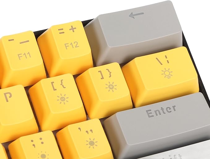 GOWENIC Mechanical Keyboard 60% Mechanical Gaming Keyboard with LED Backlit 61 Keys Compact Mini Wired Keyboard Mechanical Shaft Switches for PC Laptop (Grayish Yellow