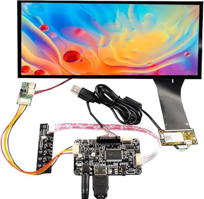 VSDISPLAY 10.3 Inch 1920x720 Stretched Bar Display IPS LCD Screen 800 Nits with Capacitive Touch Sensor Panel with LCD Driver Board