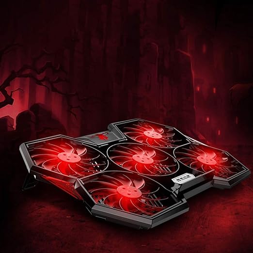 Laptop Cooling Pad Portable Utral Slim Fan Cooler with Quite Fans LED Lights Shield Holders (Black-2 Fans)