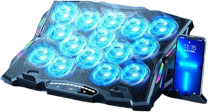 Enhances Laptop Cooling Pad for Quiet Gaming for 14in-21Inch Laptops MultiAngle Stand Phone Slot LED Laptop Coolers