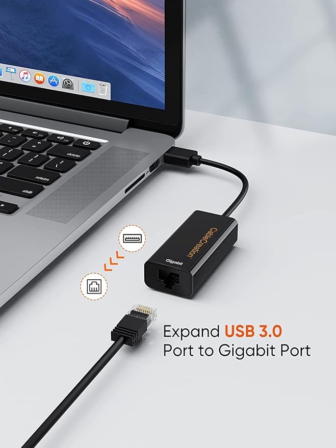 CableCreation USB 3.0 Gigabit Adapter (2-Pack) USB to RJ45 Network Adapter Supporting 10/100/1000 Mbps Compatible with Nintendo Switch Windows Mac macOS Linux Black