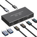 4K120Hz USB C Splitter Dual Monitor Adapter Thunderbolt Splitter 6-in-1 USB C Hub with DP Alt Mode Video Output 10Gbps Data Transfer 100W PD Charging for Laptop Portable Monitor (Deep Black)
