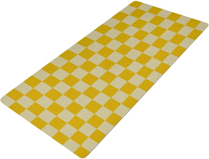 Mouse Pad Desk Mat Leather Desk Pad Large Gaming Desk Cover Protector Mat for Keyboard Computer Laptop Office Waterproof 47.2 x 23.6 Inch Checkered Yellow
