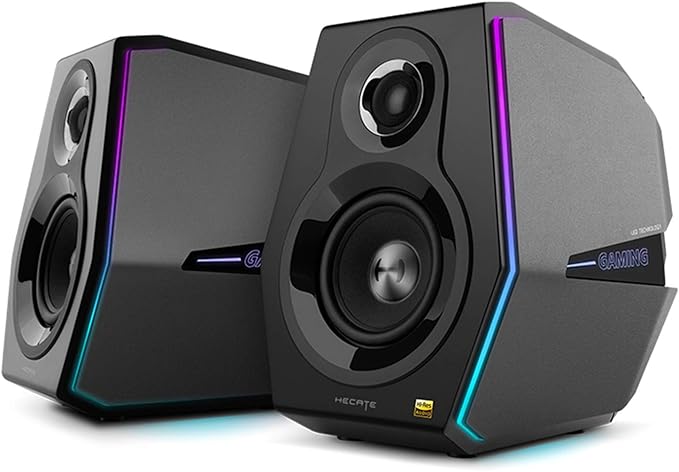 HECATE G5000 Bluetooth Computer Gaming Speakers Hi-Res Audio Wireless Desktop Speakers 88W RMS Powered Bluetooth 3.5mm AUX USB Optical Coaxial Inputs for PC/PS4/PS5/Laptop/TV RGB Light