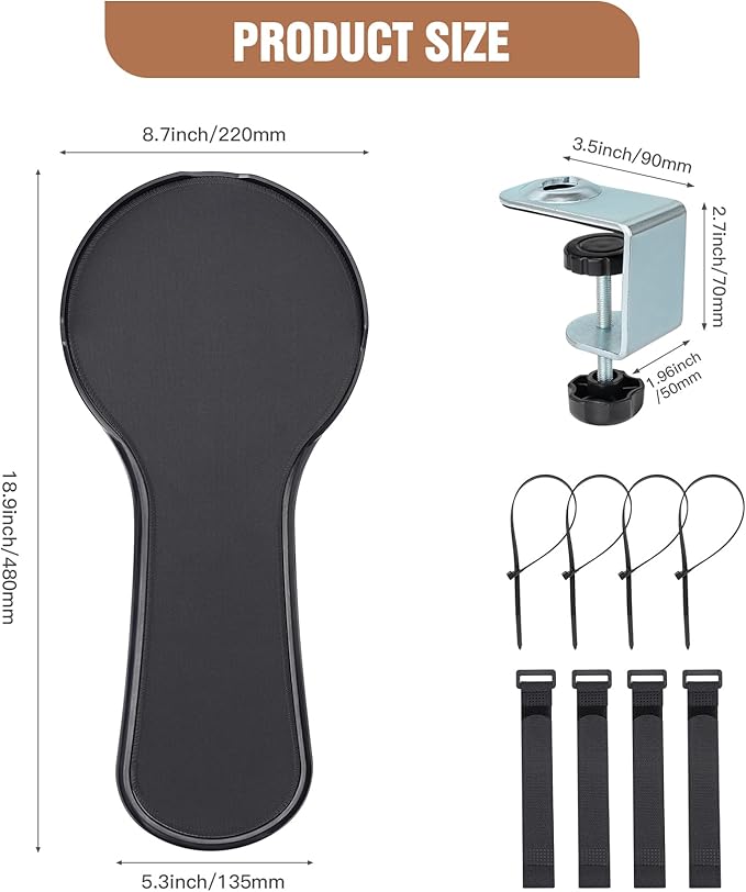 Upgrade Chair arm Mouse pad Ergonomic Arm Rest Mouse Pads for Chairs and Desk Adjustable Mouse TrayForearms Pressure Relief Computer Desk Extender Black (Black（YU8351）)