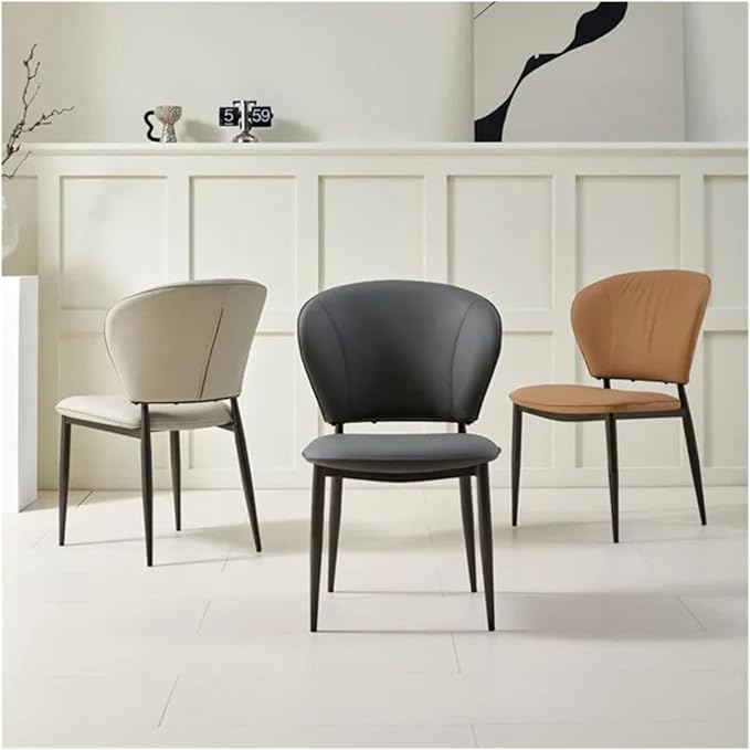 Adjustable Office Computer Chair with Armrest 1pcs Modern Simple Leisure High Backrest Leather Dining Chair Home Furniture(Dark Orange)