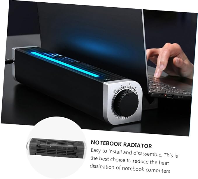 STOBOK USB Laptop Cooler with Adjustable Fan Speed Holder Portable Desktop Cooling Rack for Laptops Tablets Phones USB Powered Black Cooling Stand with Rear