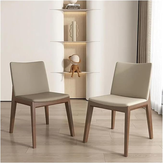 Adjustable Office Computer Chair with Armrest 1pcs Modern Minimalist Solid Wood Frame Leisure Dining Chair Indoor Kitchen Furniture(Light Khaki)