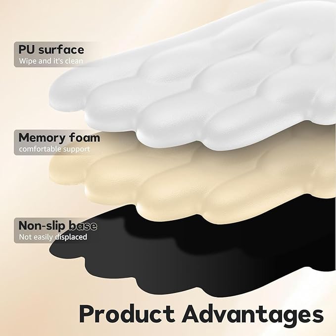 Angel Wing Wrist Rest Set Ergonomic Memory Foam Keyboard and Mouse Pad Support Anti-Slip Waterproof PU Leather Wrist Cushion for Carpal Pain Relief Aesthetic Desk Decor for Office Gaming (#H)