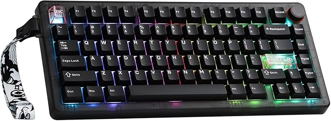 MechLands CIDOO QK75 VIA Programmable 75% Compact Keyboard USB-C/BT5.0/2.4Ghz Wireless Hot Swappable Custom Mechanical Keyboard with Gasket Mounted PC Plate 4000mAh Battery for Win/Mac (Black)
