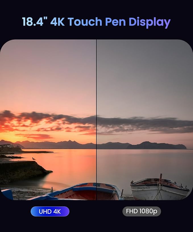 DIGIDRAW Drawing Tablet 18.4in 4K UHD with Touch Screen △E&lt1.3 99.8% sRGB 16K Pressure Battery-Free Pen Fully Laminated Anti-Glare+Anti-Fingerprint Includes Remote Control for Digital Art Animati