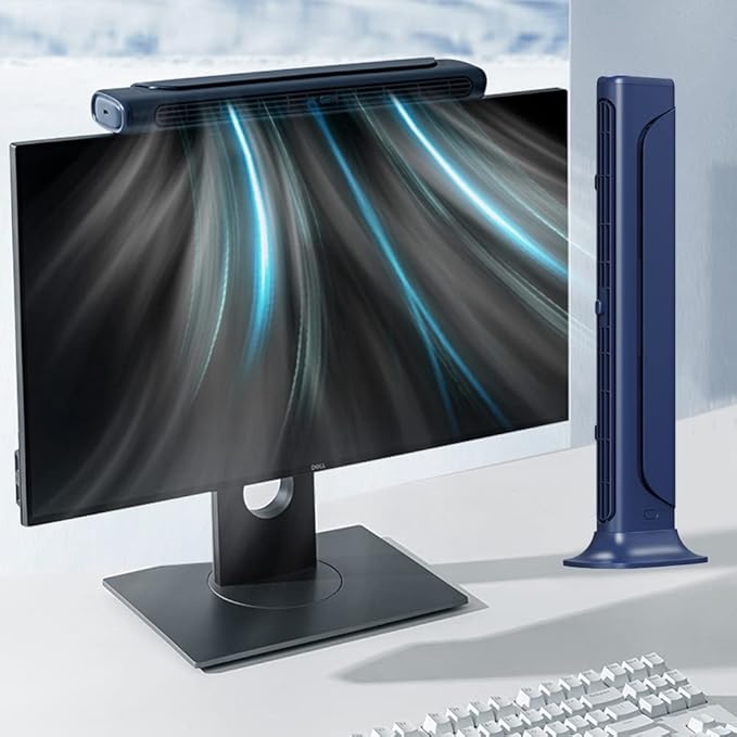 Clip On Computer Fan Bladeless Monitor Clip On Fan Personal Cooling Fan for Office Quiet USB Desk Fan Small Tower Fan for Desk Suitable for Flat and Curved Monitor Laptop