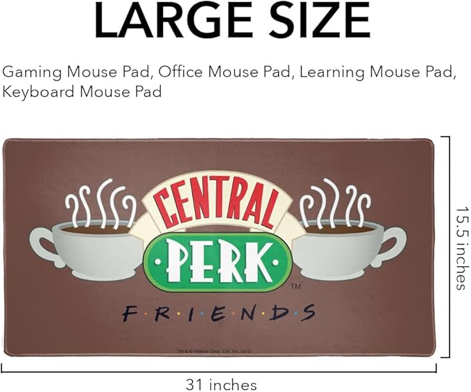 Friends Central Perk Logo Large Gaming Mouse Pad Desk Mat with Stitched Edges Non-Slip Base for Gamer Home and Office 31.5 x 15.7
