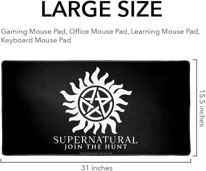 Supernatural Anti Possession Symbol Large Gaming Mouse Pad Desk Mat with Stitched Edges Non-Slip Base for Gamer Home and Office 31.5 x 15.7