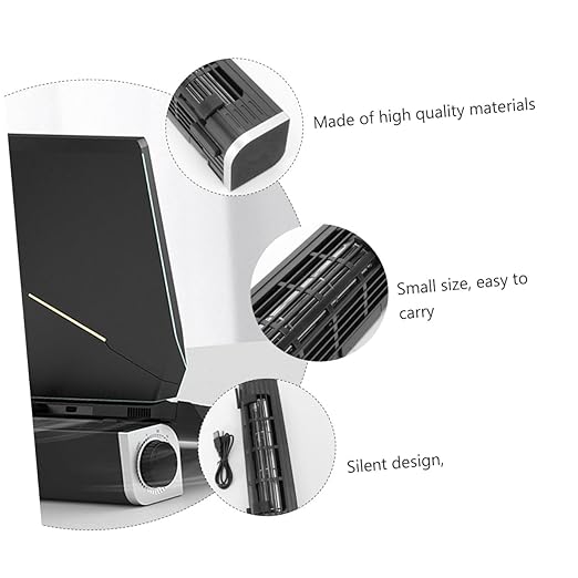 COHEALI USB Laptop Cooler with Adjustable Cooling Fan and Laptop Holder Portable Notebook Radiator Stand with Rear for Enhanced Heat Dissipation Black