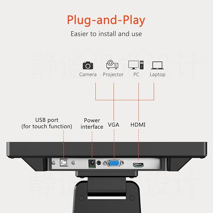 12.1-inch POS Touch Screen Monitor Capacitive Touchscreen with HDMI/VGA Input Heavy-Duty Metal Stand for Retail Restaurant Bar Gym Warehouse and POS System