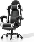 Athena Collection Gaming Chair Ergonomic Gaming Chair with Footrest &amp Headrest Lumbar Support Height Adjustable Swivel Computer Chair Office Chair for Kids Adults(White)