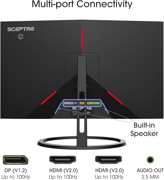Sceptre IPS 27 Inch 2K 2560 x 1440p QHD 75Hz DisplayPort HDMI 99% sRGB Build-in Speakers Machine Black (E275W-QPT)