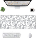 Large Mouse Pad White Camo Arctic Military Camouflage Costume Gaming Mouse Pad Desk Pad Extended Non-Slip Rubber Base Mice Pad for Gamer Office &amp Home 31.5 X 11.8 Inch