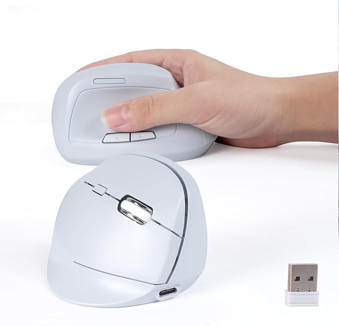 Bluetooth Wireless Vertical Mouse - Ergonomic Design Rechargeable with Type-C Silent Operation for Office and Home Use Ideal for Professionals &amp Students (Blue)