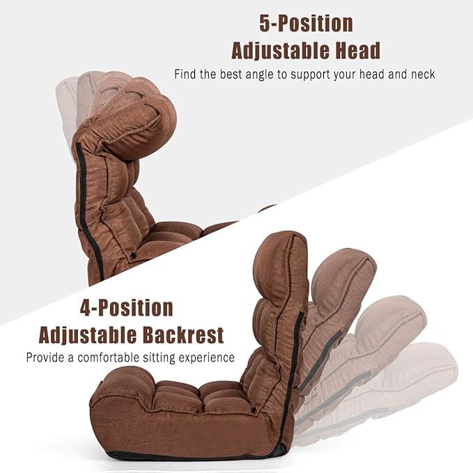 S AFSTAR Folding Floor Chair Floor Gaming Chair with 5-Position Adjustable Headrest &amp 4-Position Backrest Side Pocket &amp Thicken Cushion Padded Floor Seat Lazy Chair for Living Room Bedroom