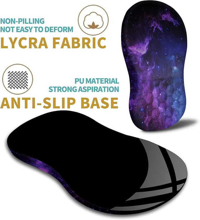 Hokafenle Ergonomic Mouse Pad Wrist Support with Massage Design Wrist Rest Pain Relief Mousepad with Memory Foam&ampNon-Slip PU Base Mouse Pads for Wireless Mouse &amp Desk (12x8 inchGalaxy)