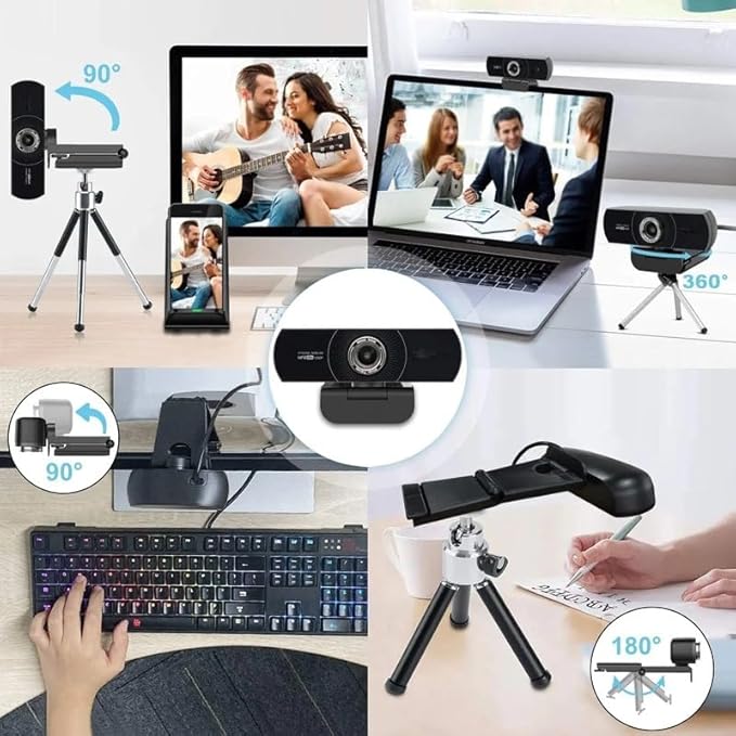 1080P 60fps Webcam with Microphone for Desktop Laptop Computer Meeting Streaming Web Camera