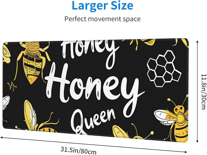 Animal Honey Bee Sweet Large Mouse Pad XL Extended Gaming Pad Waterproof Desk Mat for Desktop Keyboard Non Slip Mousepad for Office Game Home 32.15x11.8
