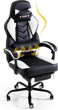 ECOTOUGE Gaming Chair with Footrest Big and Tall Silla Gamer with Massage Lumbar Support Ergonomic Gamer Chair with Reclining High Back 360° Swivel Gaming Computer Chair White