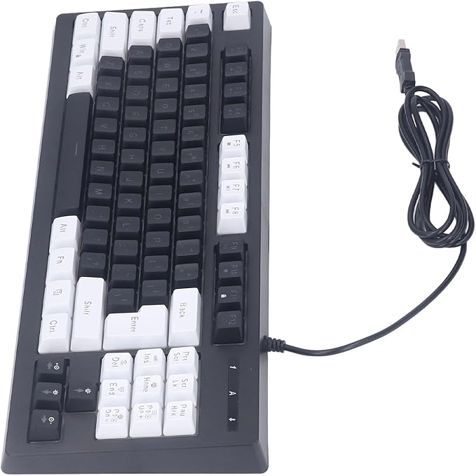 Vikye Compact 87 Keys Mechanical Keyboard with RGB Backlight Double Color for Gaming and Office (White Black)