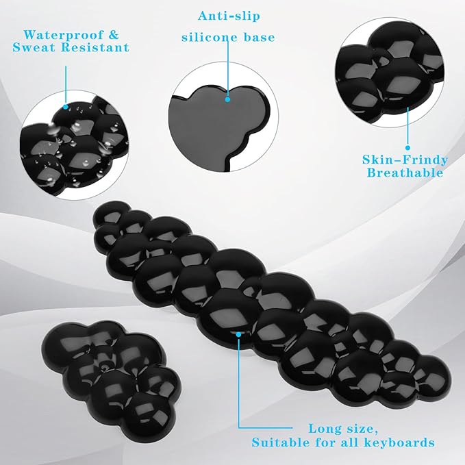Gel Cloud Keyboard and Mouse Wrist Rest Cute Wrist Support and Arm Support Keyboard Rest for Keyboard and Mouse Typing Pain ReliefSuitable for Office/Computer/Laptop/Gaming (Transparent Black)