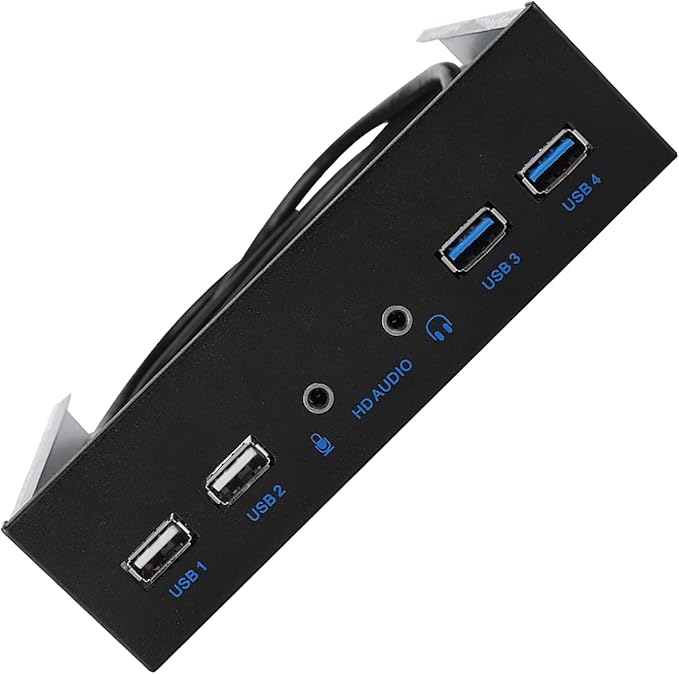DAUERHAFT USB 3.0 Front Panel Cable for Floppy Bay 5 Gbps 19Pin 2 Port Hub Adapter with HD Audio 3.5mm Earphone Microphone Jack