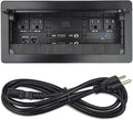 Tabletop Multimedia Connectivity Box with 4 AC Power+2 HDMI+2 RJ45+1 USB3.0 Port +1 USB-C +2 Audio with 5.58ft Power Cord for Conference Room Office Desk(Black)